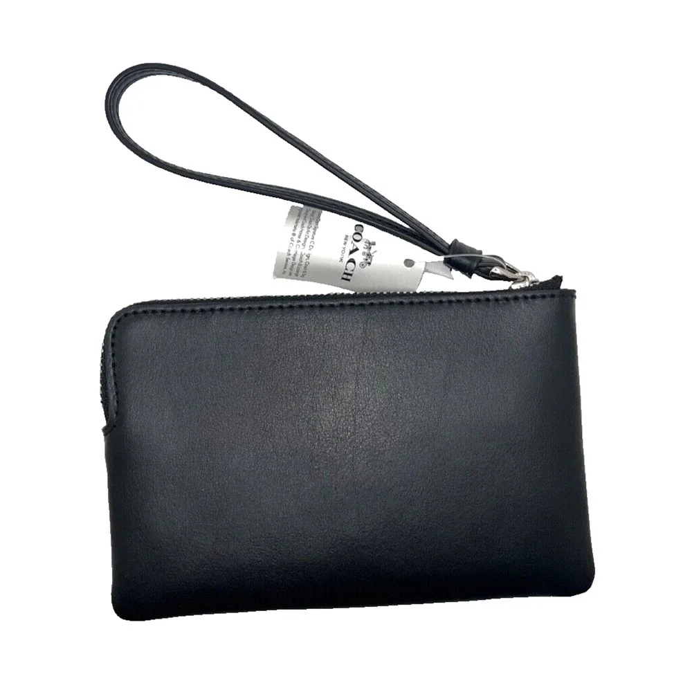 Coach Rainbow Corner Zip Wristlet Wallet F26938 Black Leather NWT $95 MSRP